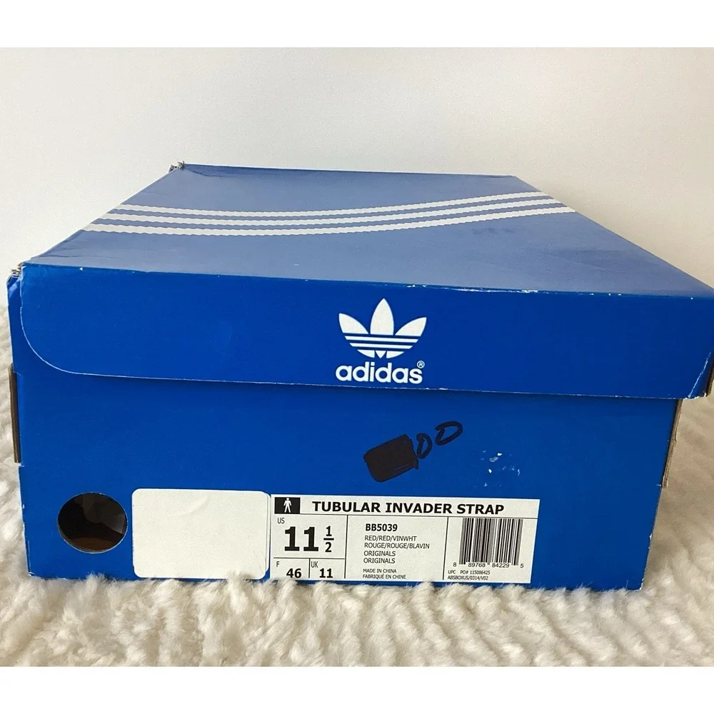 ADIDAS Tubular Invader Strap Trainers Men's 11.5 Red BB5039 With Box Y2K